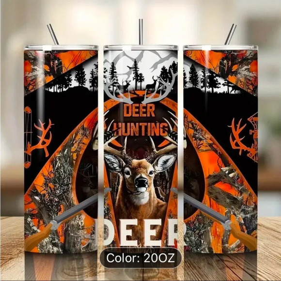 20oz Stainless Steel Tumbler,  Spill-Proof Lid & Reusable Straw, New - Picture 2 of 2